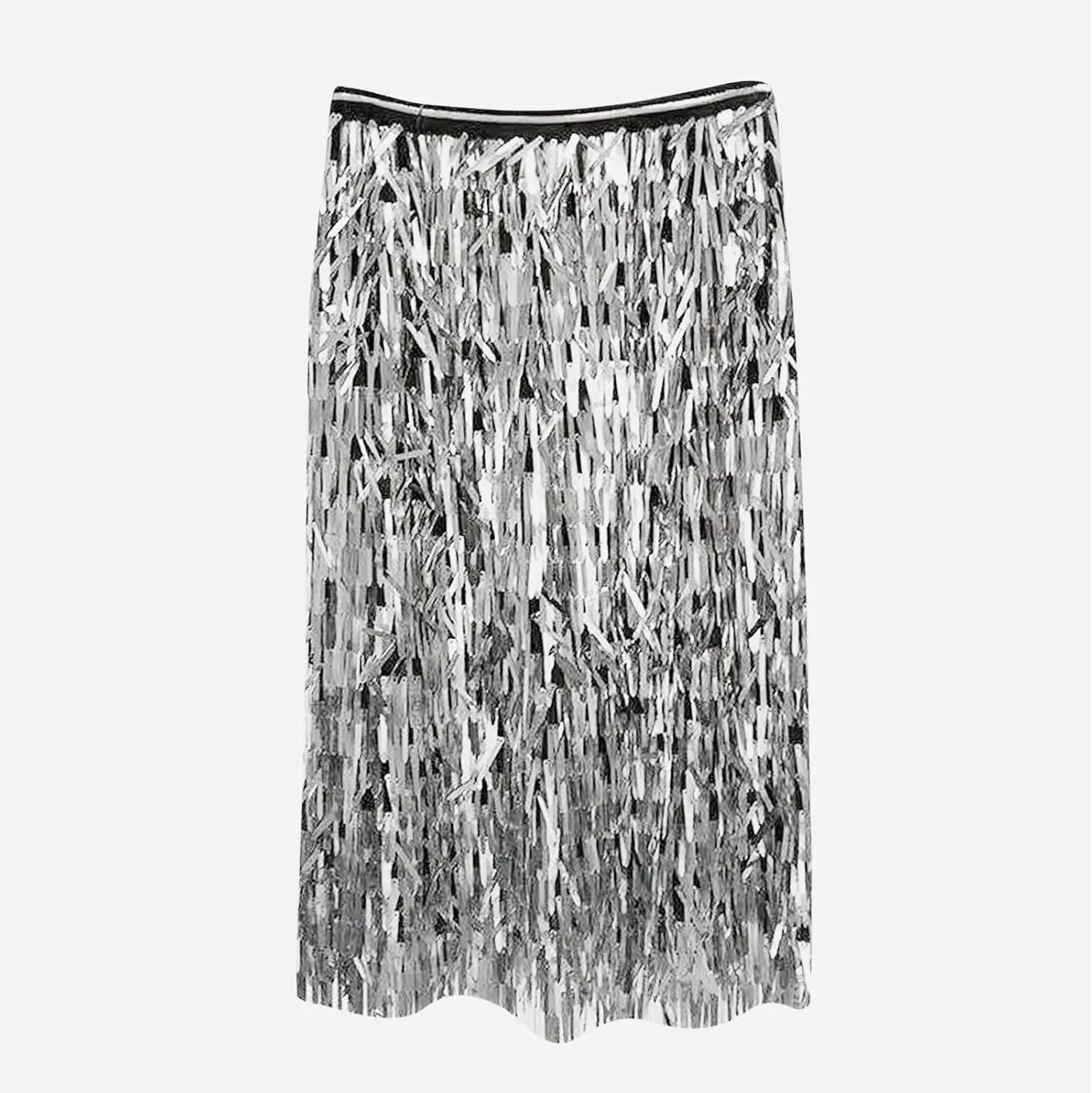Long Skirts for Women Sequin A Line Swing Midi Skirt Sparkle Stretchy Bodycon Maxi Skirt Night Out Dance Party Skirt