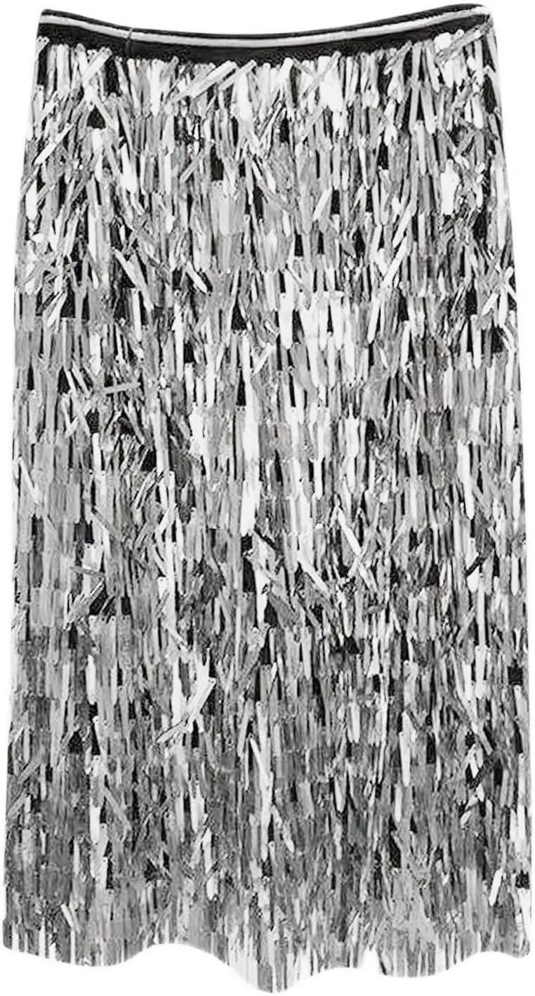 Long Skirts for Women Sequin A Line Swing Midi Skirt Sparkle Stretchy Bodycon Maxi Skirt Night Out Dance Party Skirt