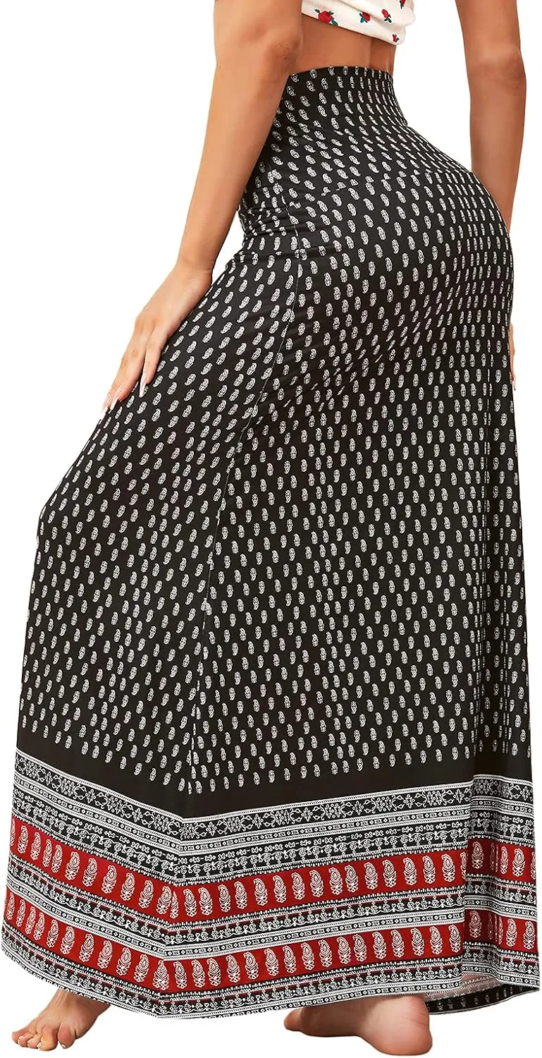 Maxi Skirts for Women Boho Skirt High Waist Long Skirts Floral Skirt Bohemian Maxi Pencil Skirt with Floor Length
