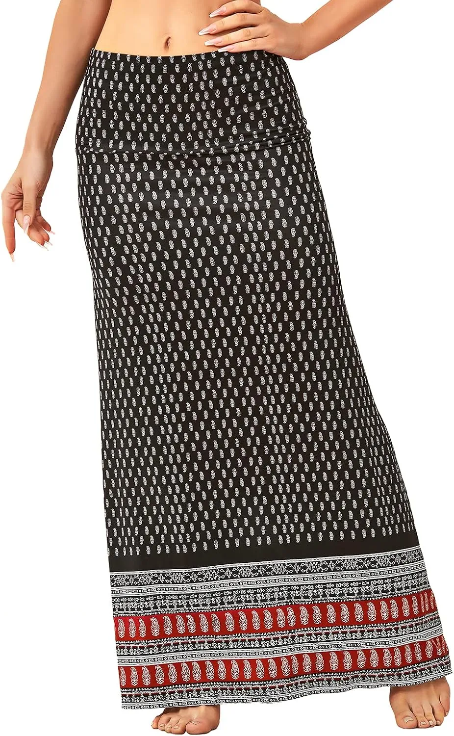 Maxi Skirts for Women Boho Skirt High Waist Long Skirts Floral Skirt Bohemian Maxi Pencil Skirt with Floor Length