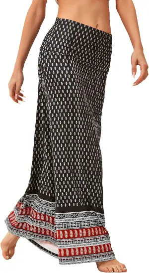 Maxi Skirts for Women Boho Skirt High Waist Long Skirts Floral Skirt Bohemian Maxi Pencil Skirt with Floor Length
