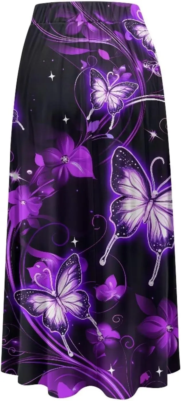 Maxi Skirts for Women Pleated High Waisted Casual Long Skirt with Pockets Plus Size A Line Party Work Skirts S-XXL