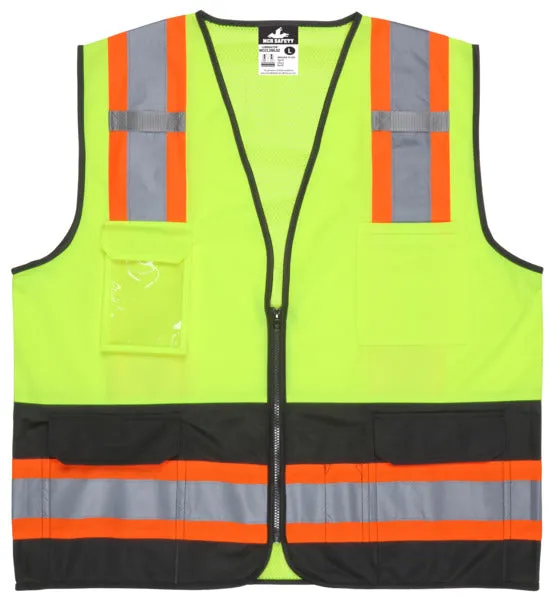 MCR Safety Lime,Class2,Black Bttm,Zip,Mesh X3