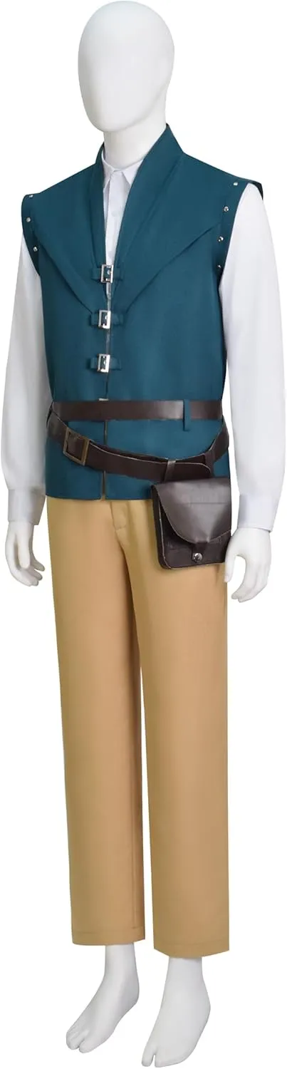 Men Flynn Rider Costume Adult Outfit Vest Shirt Pants Full Set