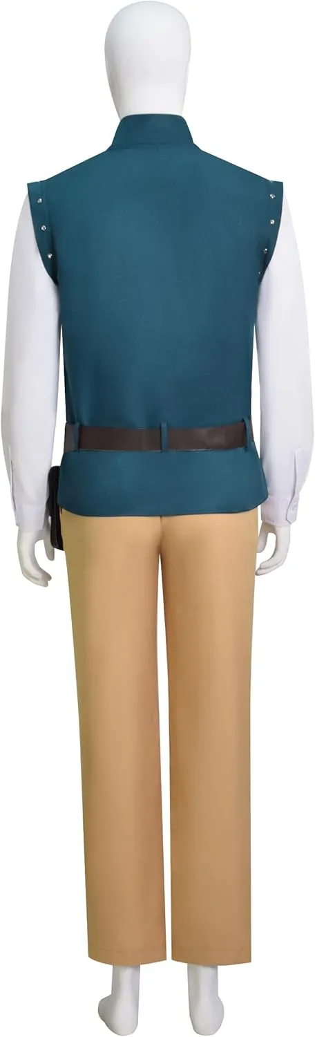 Men Flynn Rider Costume Adult Outfit Vest Shirt Pants Full Set