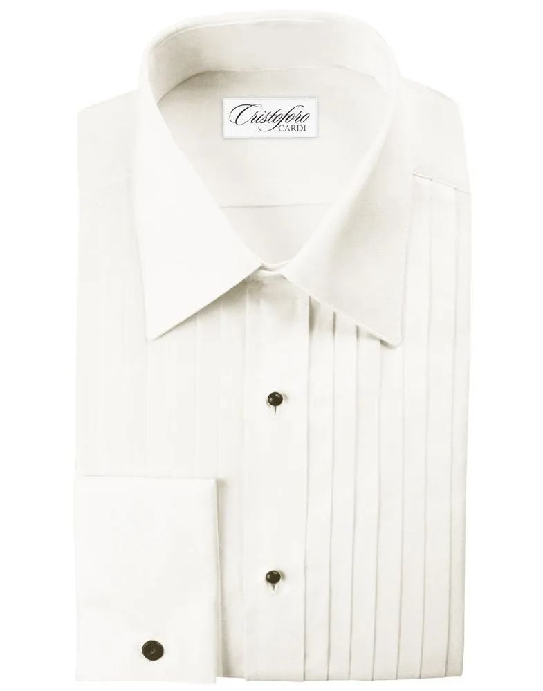 Men's Big and Tall IVORY Tuxedo Shirt - 100% Cotton, Laydown Collar, French Cuffs