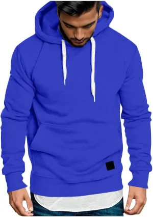 Men's Fashion Hoodies & Sweatshirts 2024 Fashion Pocket Solid Drawstring Basic Pullover Casual Outdoor Baggy Outfits