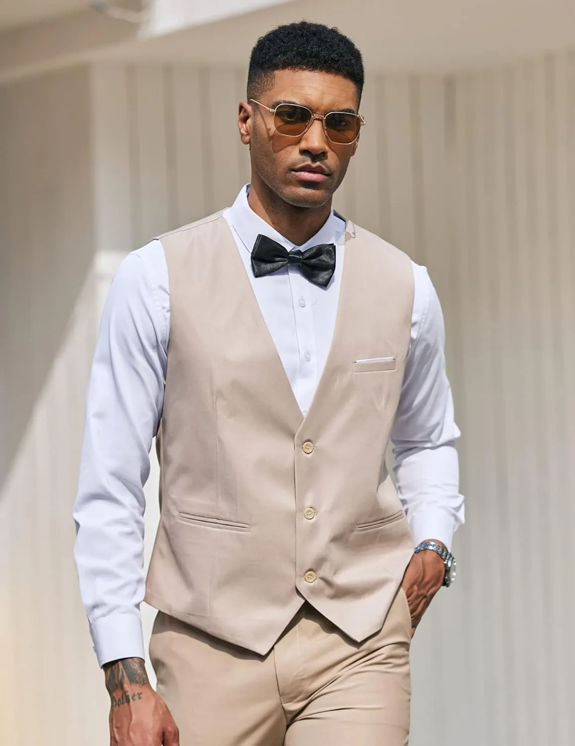 Men's Pink Sleeveless Formal Slim Fit Suit Vest