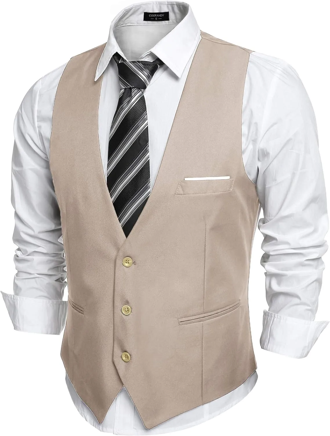 Men's Pink Sleeveless Formal Slim Fit Suit Vest