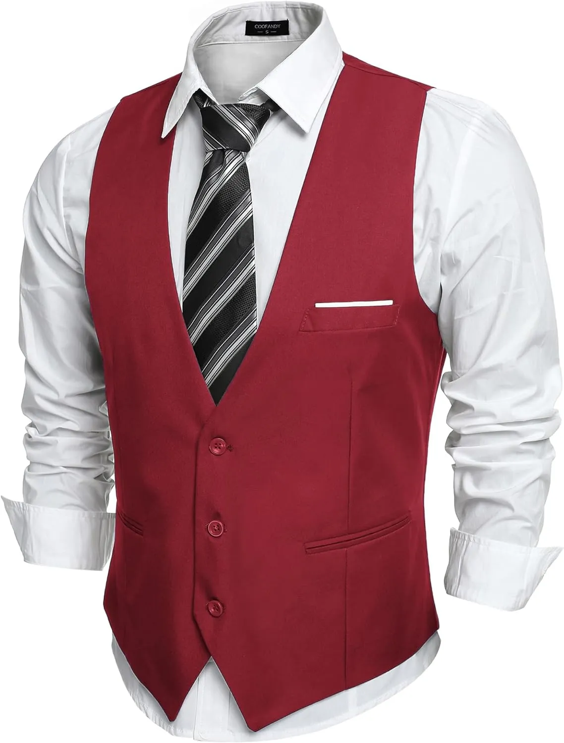 Men's Pink Sleeveless Formal Slim Fit Suit Vest