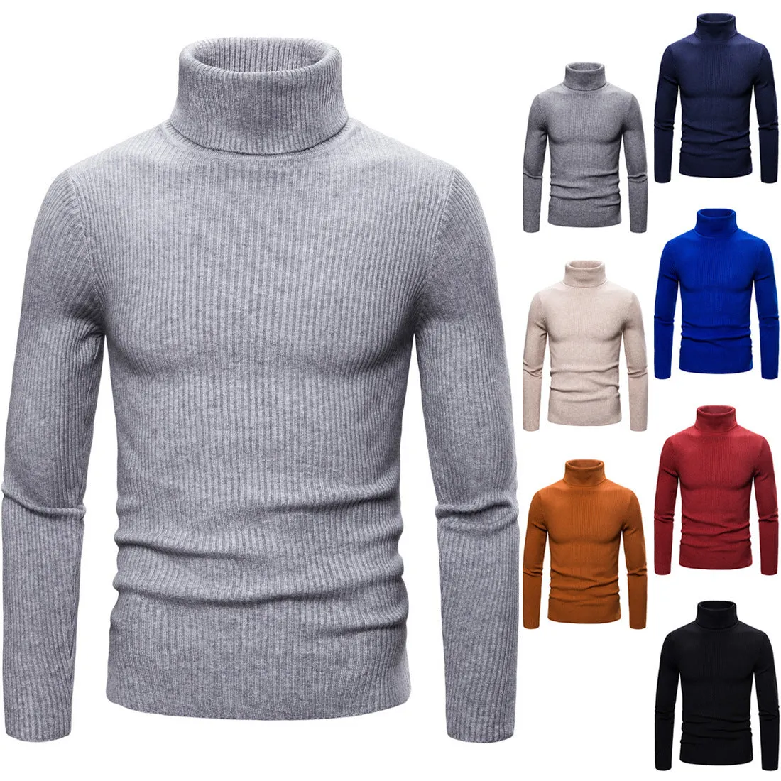 Men’s Ribbed Knit Turtleneck Sweater – Classic and Stylish