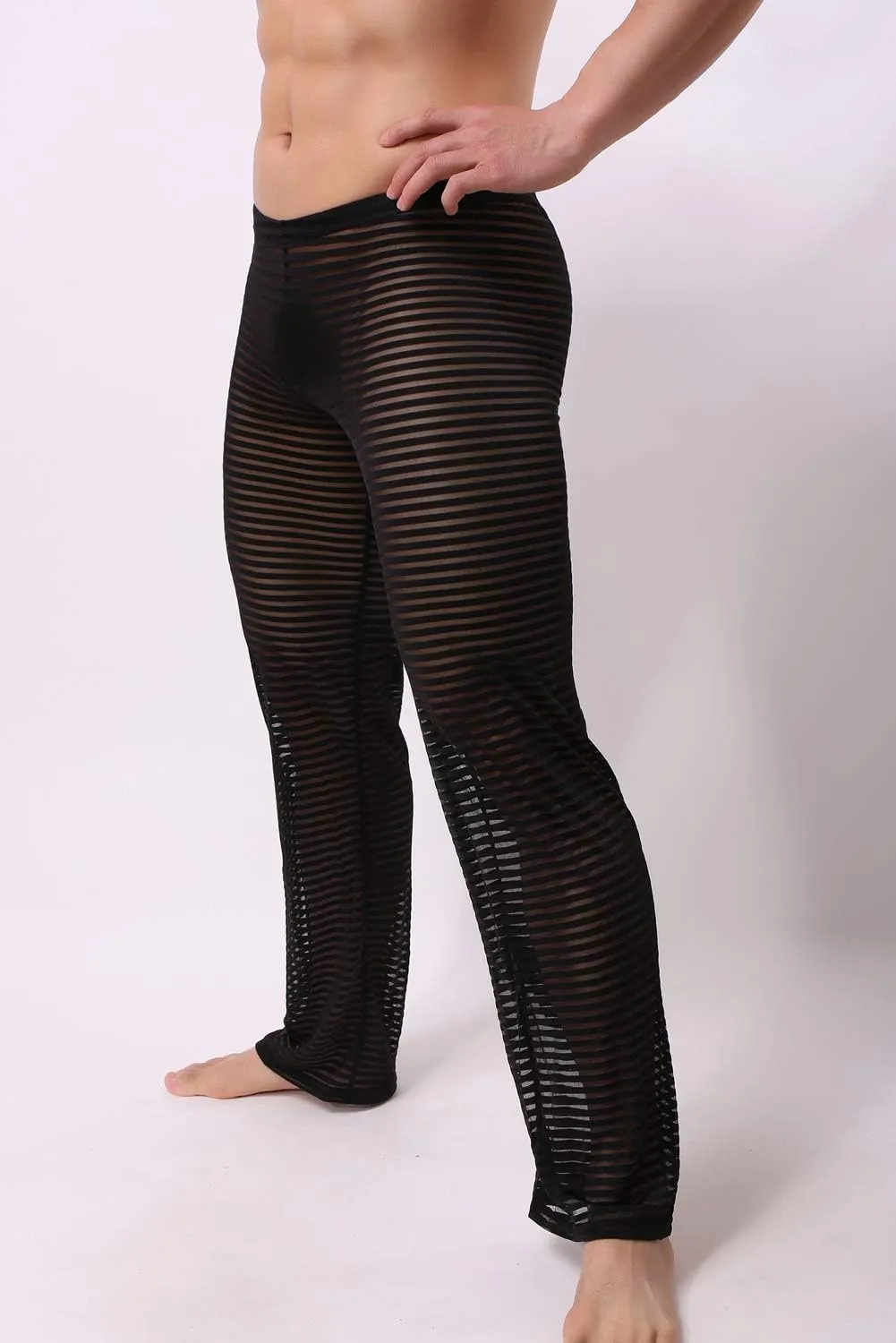 Mens Summer Sexy Mesh See Thru Stretchy Lightweight Sleep Lounge Pants