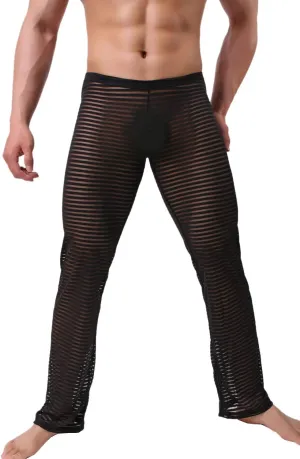 Mens Summer Sexy Mesh See Thru Stretchy Lightweight Sleep Lounge Pants