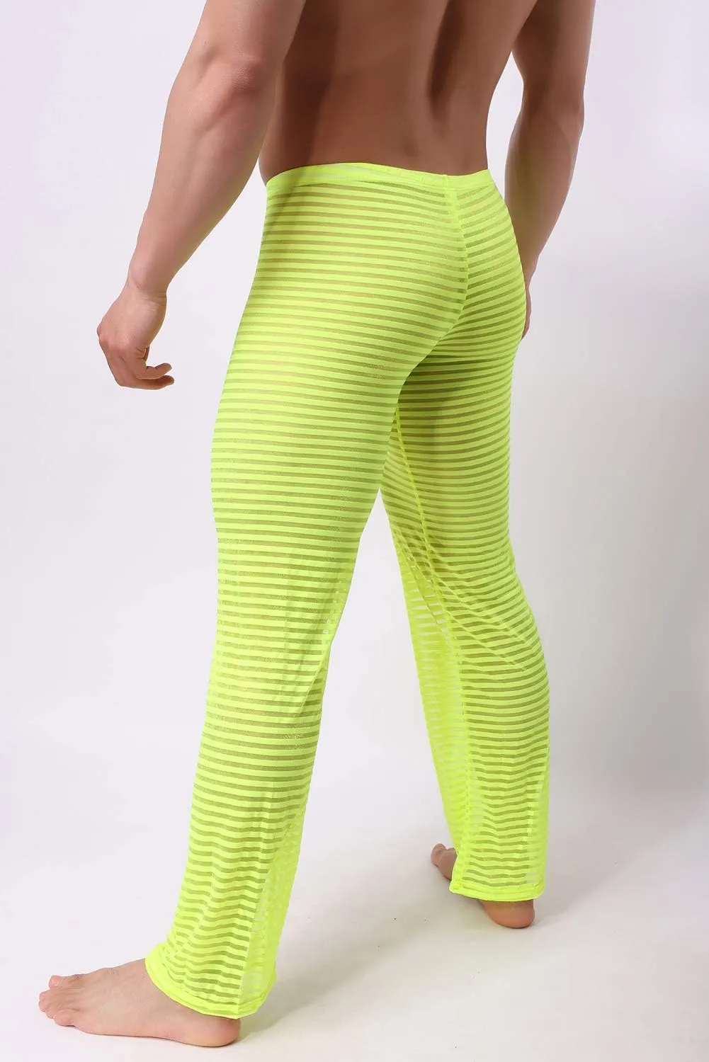 Mens Summer Sexy Mesh See Thru Stretchy Lightweight Sleep Lounge Pants