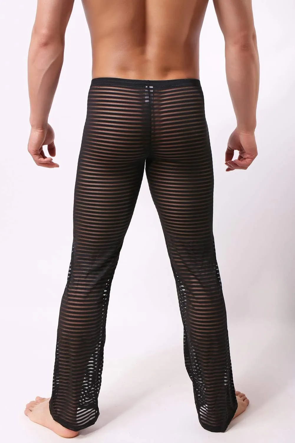 Mens Summer Sexy Mesh See Thru Stretchy Lightweight Sleep Lounge Pants
