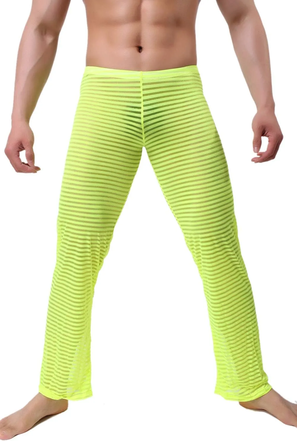 Mens Summer Sexy Mesh See Thru Stretchy Lightweight Sleep Lounge Pants