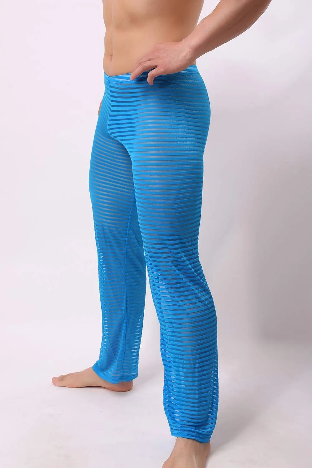 Mens Summer Sexy Mesh See Thru Stretchy Lightweight Sleep Lounge Pants