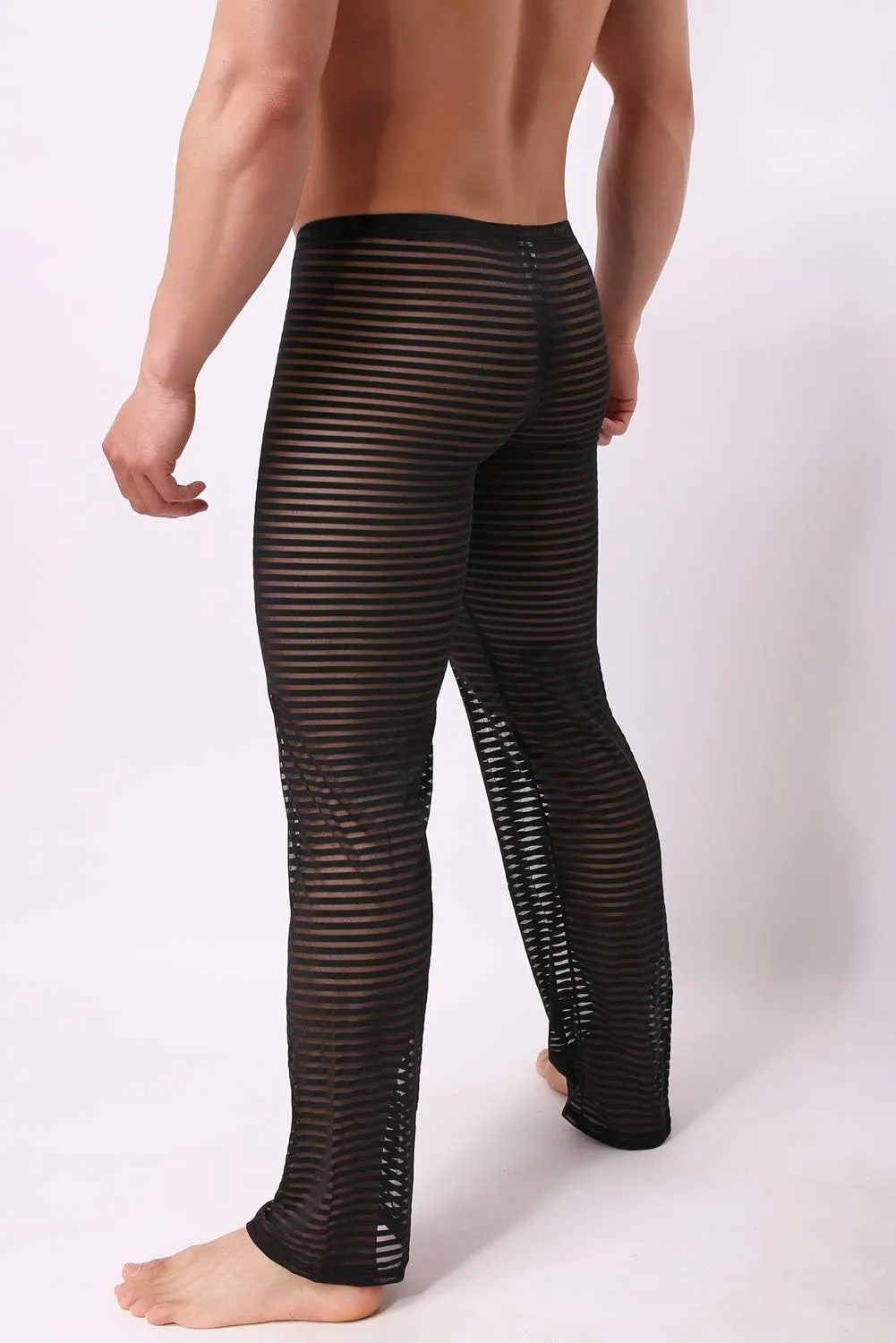 Mens Summer Sexy Mesh See Thru Stretchy Lightweight Sleep Lounge Pants