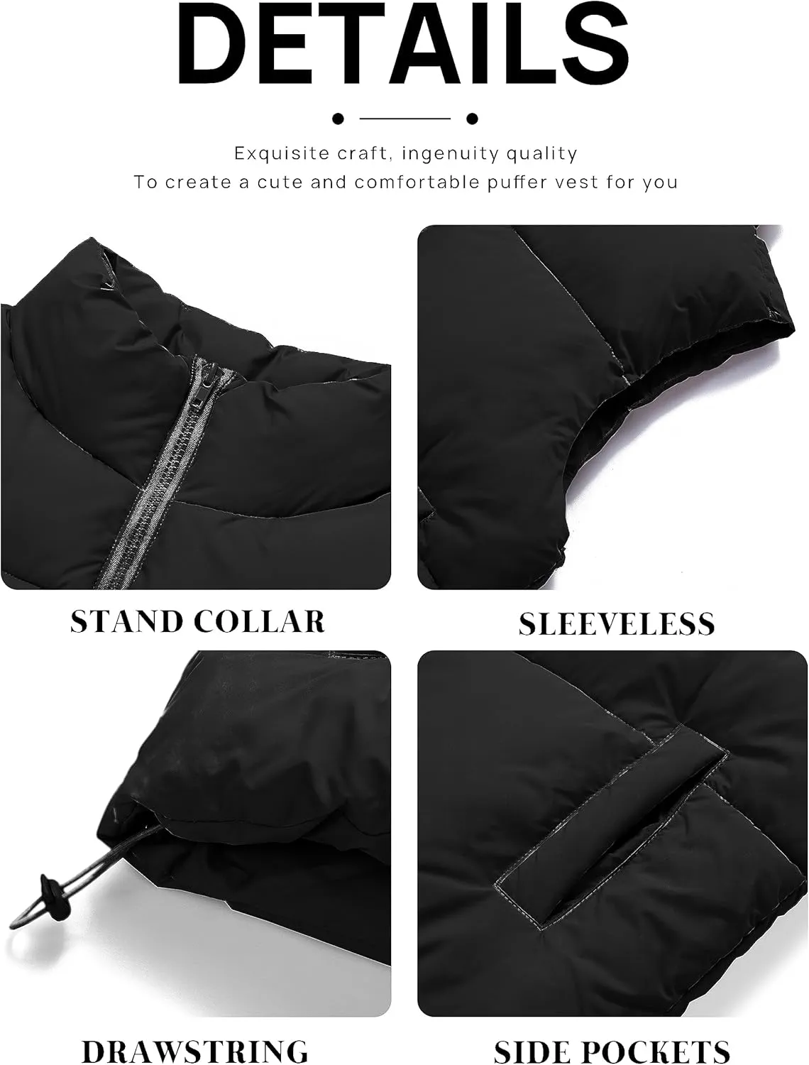 MEROKEETY Womens Puffer Vest Stand Collar Zip Up Sleeveless Padded Gilet Coat with Pockets
