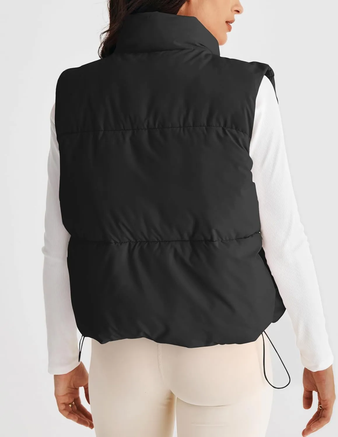 MEROKEETY Womens Puffer Vest Stand Collar Zip Up Sleeveless Padded Gilet Coat with Pockets