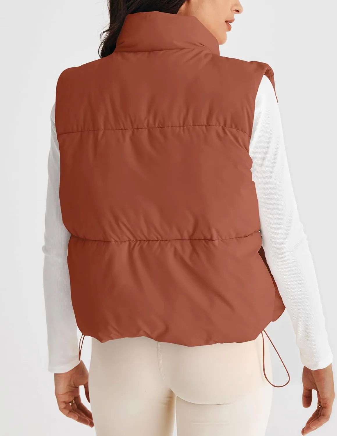 MEROKEETY Womens Puffer Vest Stand Collar Zip Up Sleeveless Padded Gilet Coat with Pockets