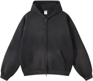 Mi Bo Tong Women Oversized Hoodies Vintage Cotton Casual Hooded Sweatshirt with Pocket Teens Zip Up Pullover Unisex