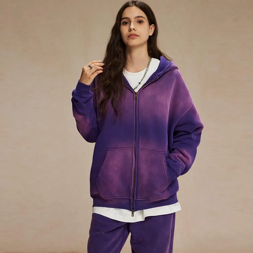 Mi Bo Tong Women Oversized Hoodies Vintage Cotton Casual Hooded Sweatshirt with Pocket Teens Zip Up Pullover Unisex