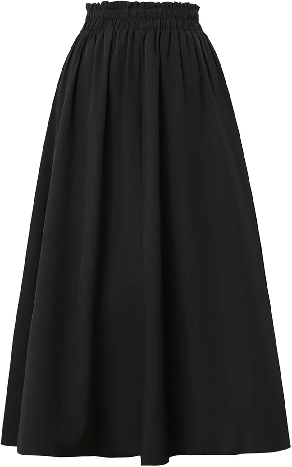 Midi Skirts for Women Trendy Casual Summer Lightweight Linen Skirt Drawstring High Waisted Flowy Skirt with Pockets