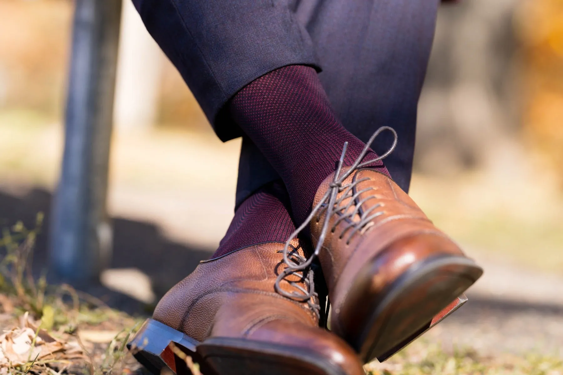 Midnight Blue & Burgundy Two-Tone Cotton Socks