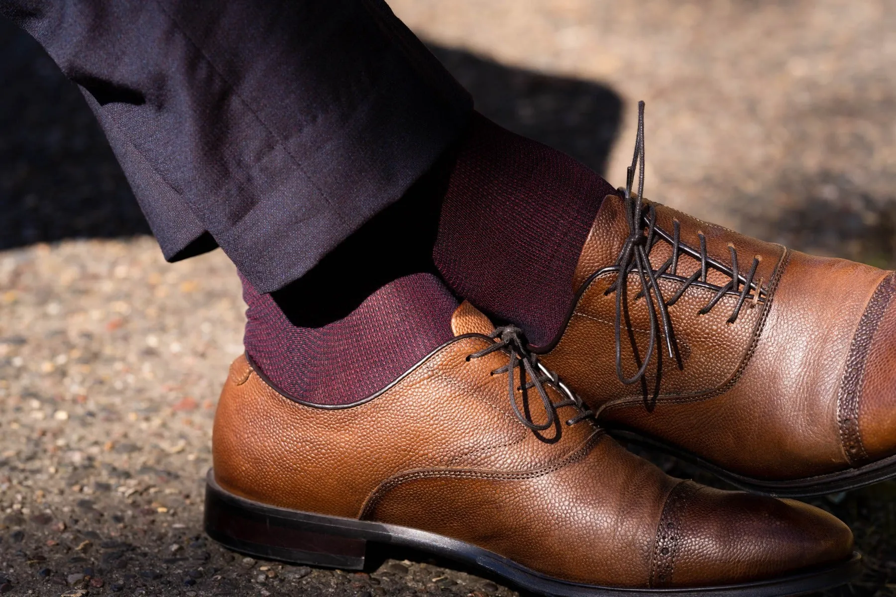 Midnight Blue & Burgundy Two-Tone Cotton Socks