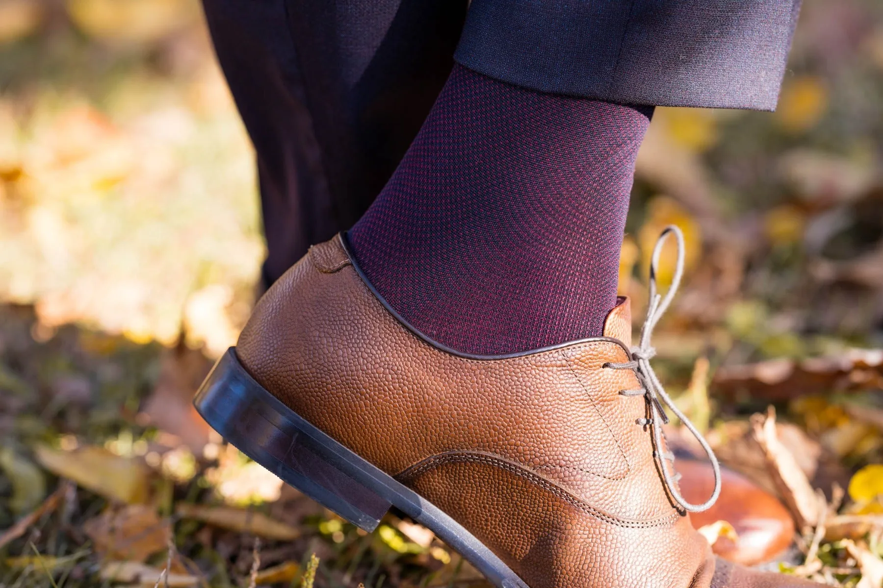 Midnight Blue & Burgundy Two-Tone Cotton Socks