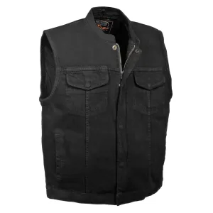Milwaukee Performance Denim-MDM3000-Men's Black Concealed Snap Denim Club Vest with Hidden Zipper