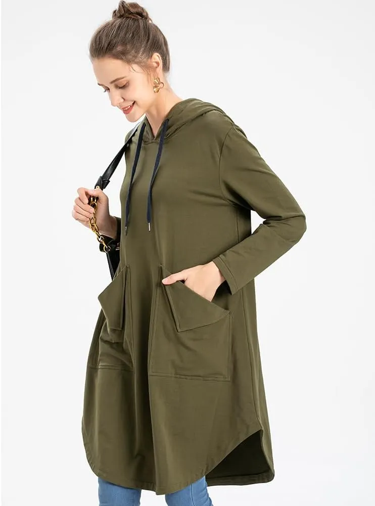 Minibee Women's Hoodies Oversized Sweatshirt Dress Long Sleeve Casual Tunic Pullover with Pockets