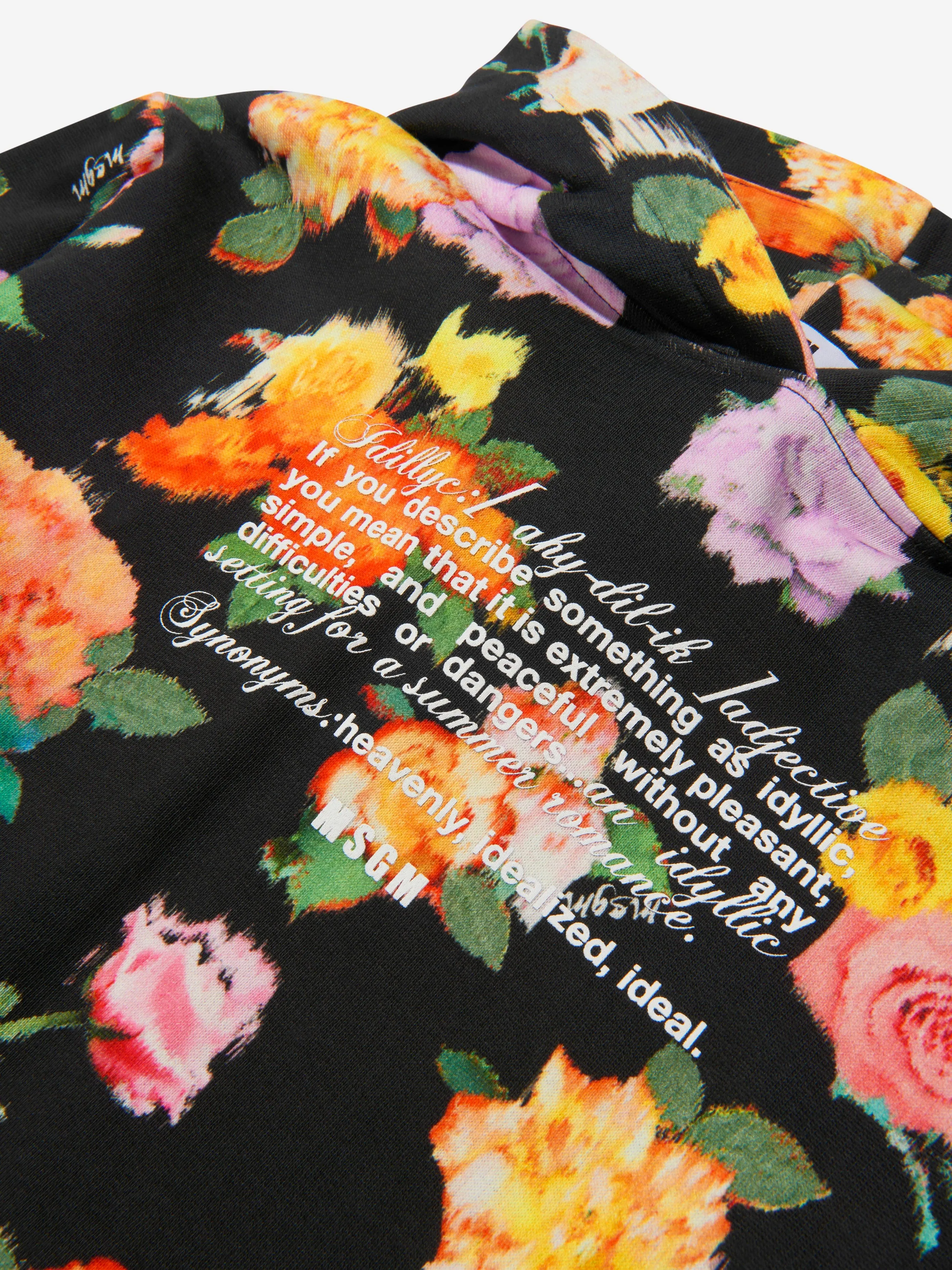 MSGM Girls Floral Print Hoodie