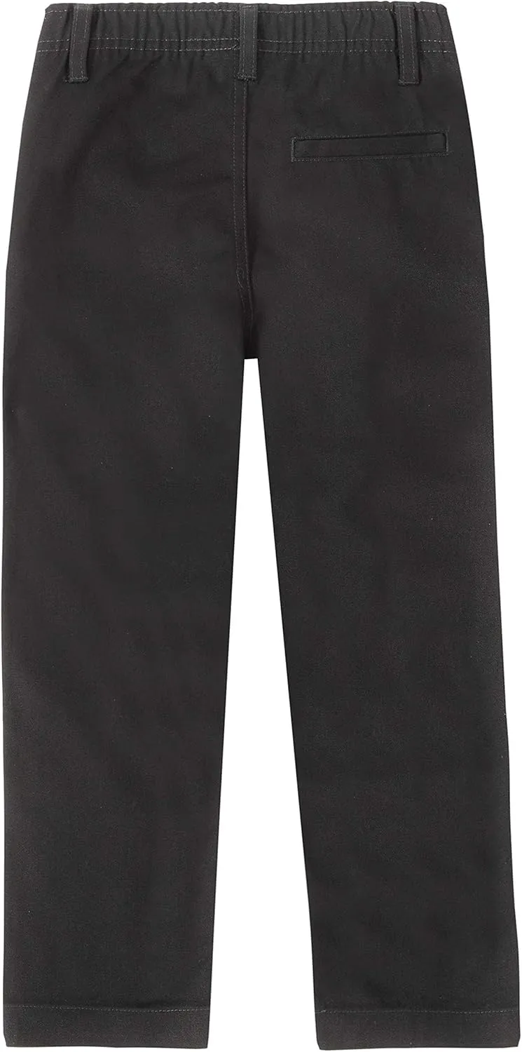 Nautica Boys School Uniform Twill Khaki Pants, Flat Front & Elasticized Waistband, Zipper Closure With Faux Button