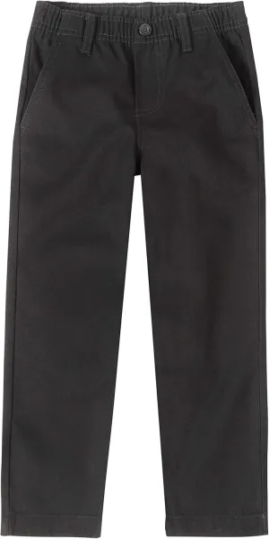 Nautica Boys School Uniform Twill Khaki Pants, Flat Front & Elasticized Waistband, Zipper Closure With Faux Button