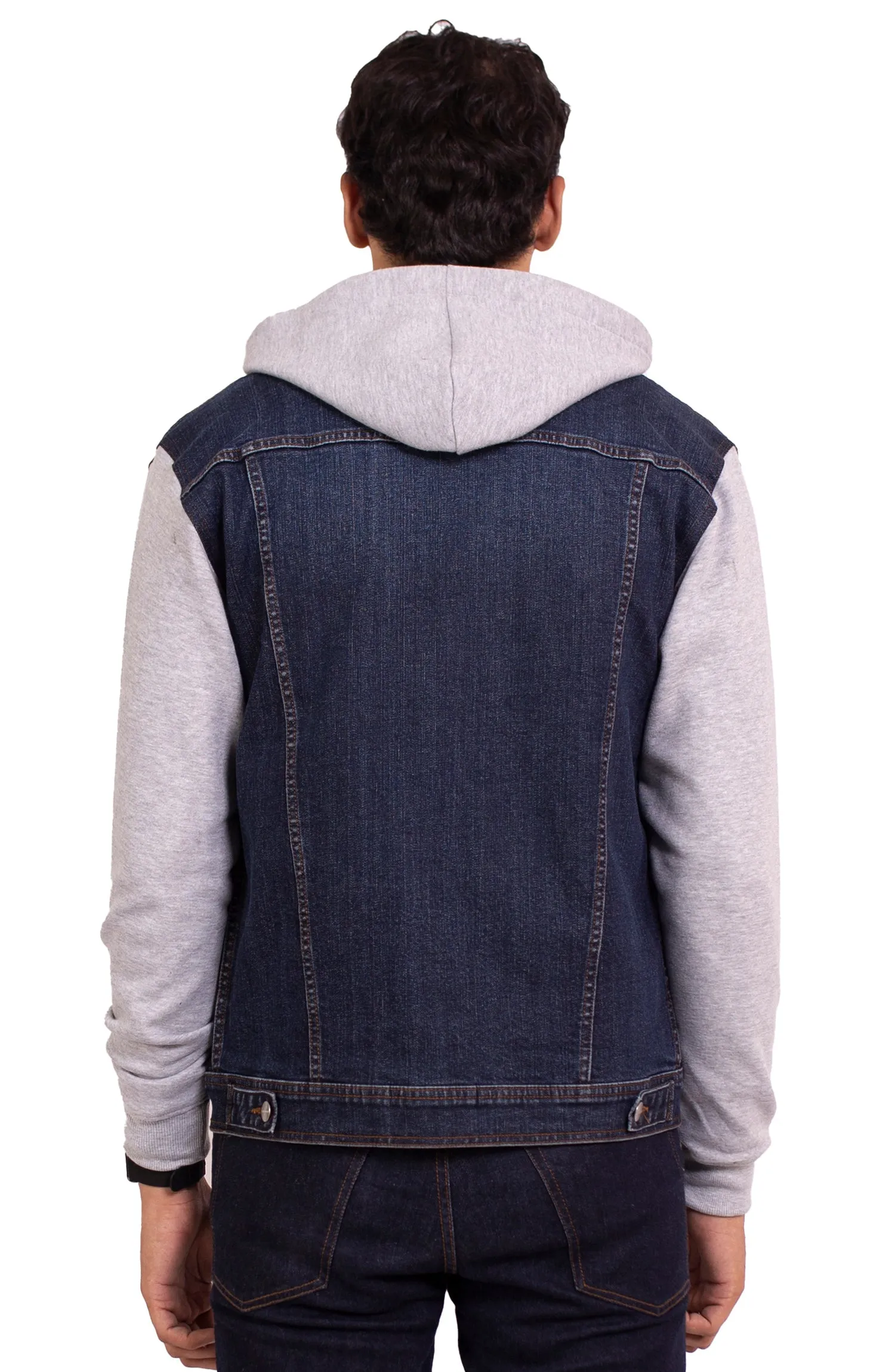 Navy Blue Hooded Denim Jacket