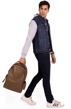 Navy Blue Hooded Denim Jacket