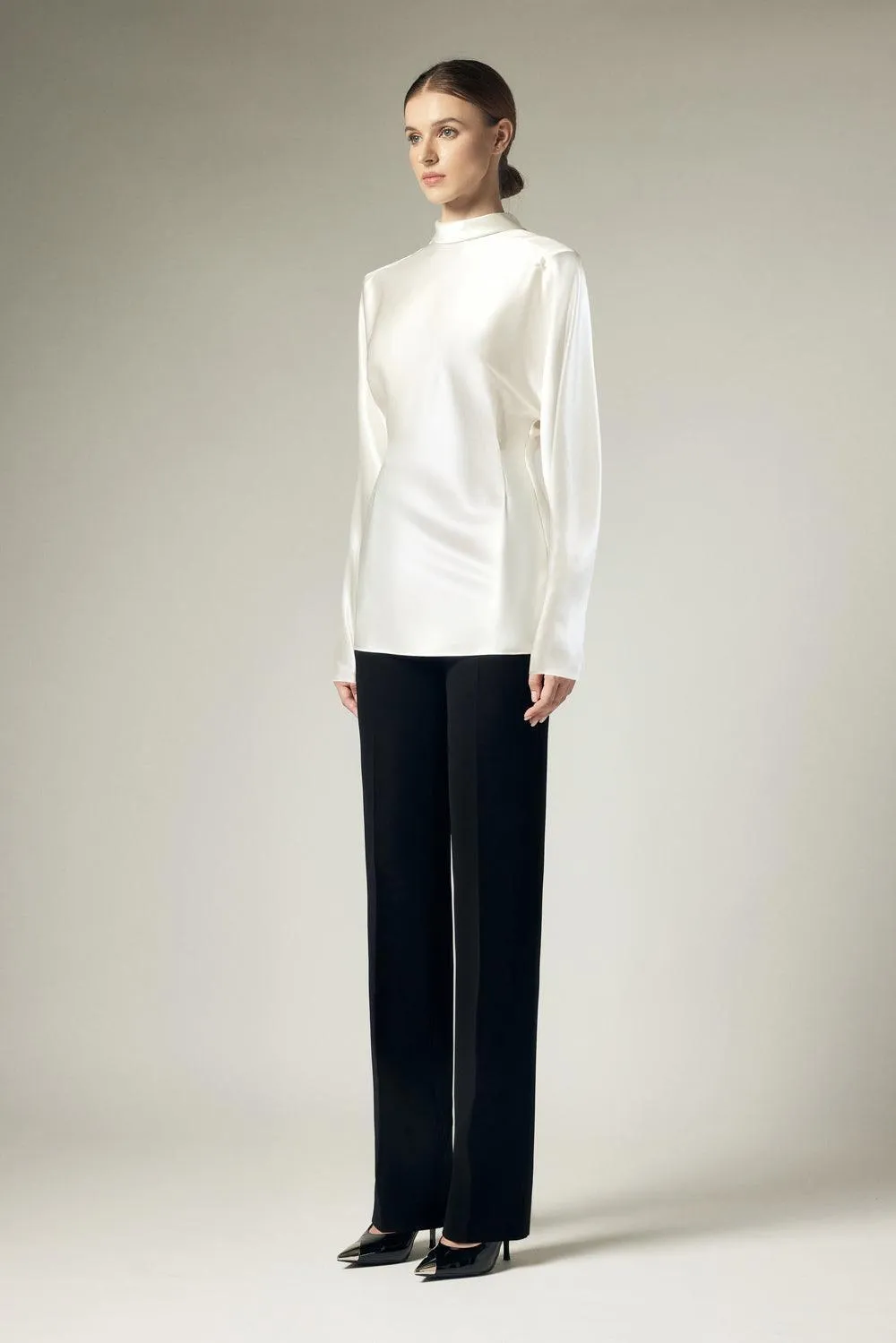 Nikora Straight Slim Leg Crepe Floor Length Pants
