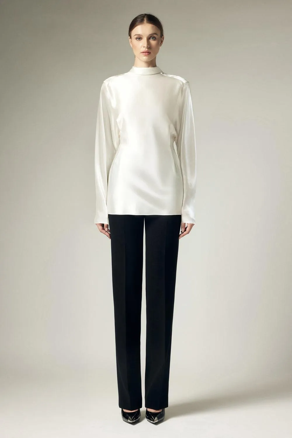 Nikora Straight Slim Leg Crepe Floor Length Pants