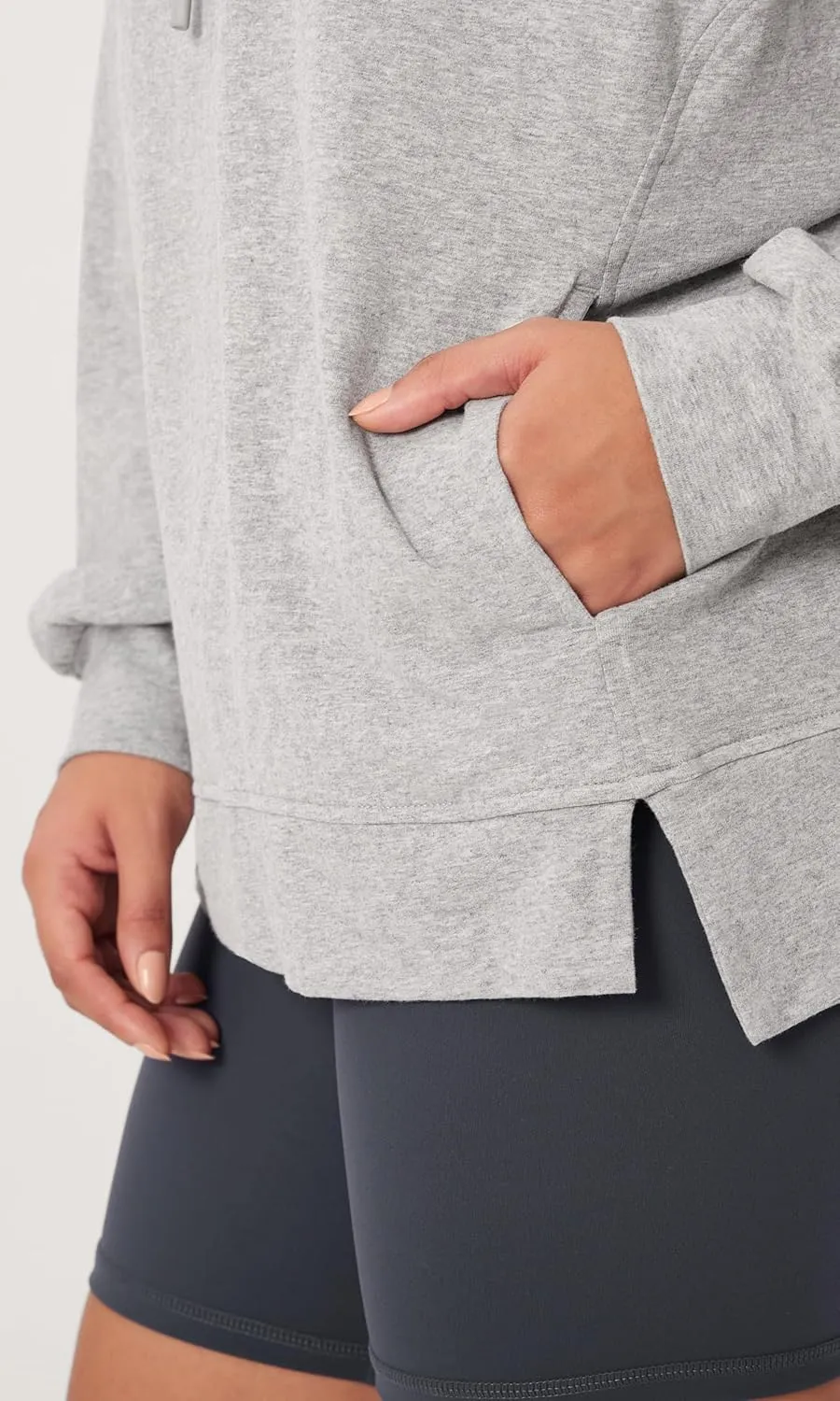 ODODOS Women's Purevibe Cotton Oversized Hoodies Side Slit Sweatshirts Long Sleeve Pullover Top with Pocket