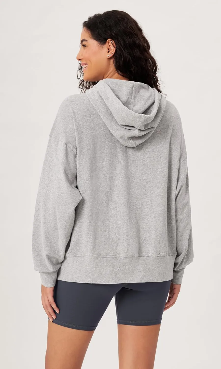 ODODOS Women's Purevibe Cotton Oversized Hoodies Side Slit Sweatshirts Long Sleeve Pullover Top with Pocket