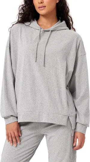 ODODOS Women's Purevibe Cotton Oversized Hoodies Side Slit Sweatshirts Long Sleeve Pullover Top with Pocket