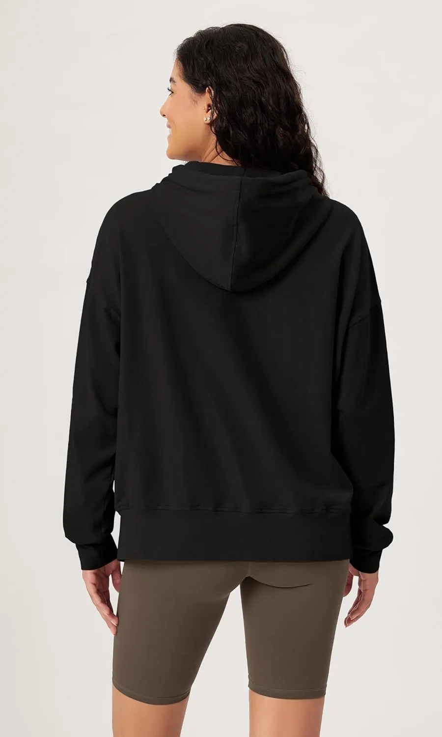 ODODOS Women's Purevibe Cotton Oversized Hoodies Side Slit Sweatshirts Long Sleeve Pullover Top with Pocket