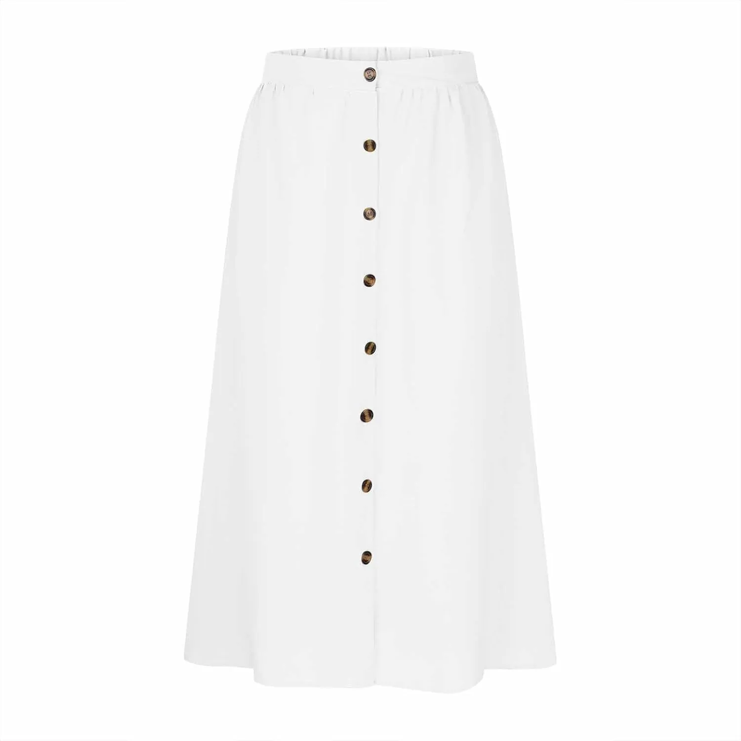 Oplxuo Womens Casual Summer Skirts Front Button A-Line High Waisted Midi Skirt with Pockets