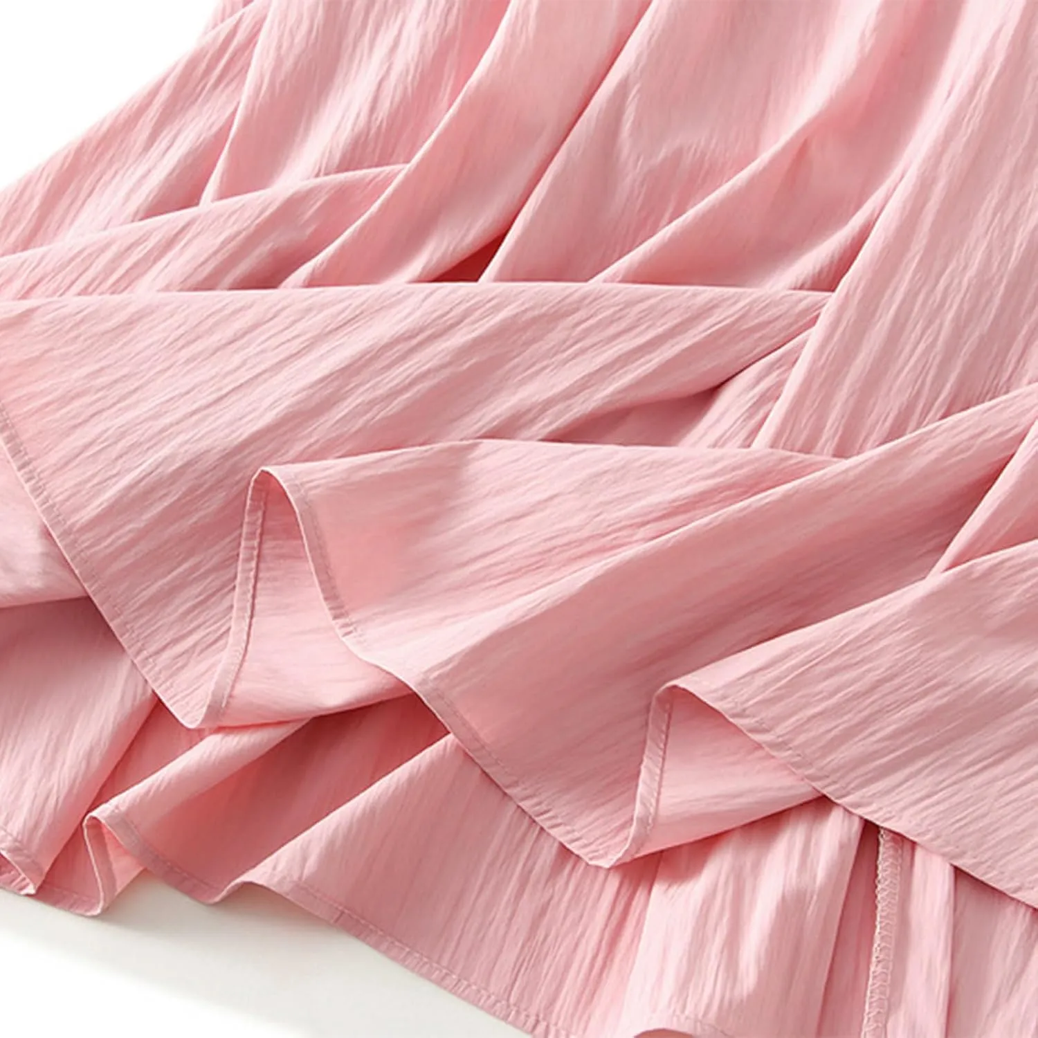 Oplxuo Women's Plain Long Skirt Elastic High Waisted Pleated A Line Midi Skirts Solid Color Casual Party Skirts