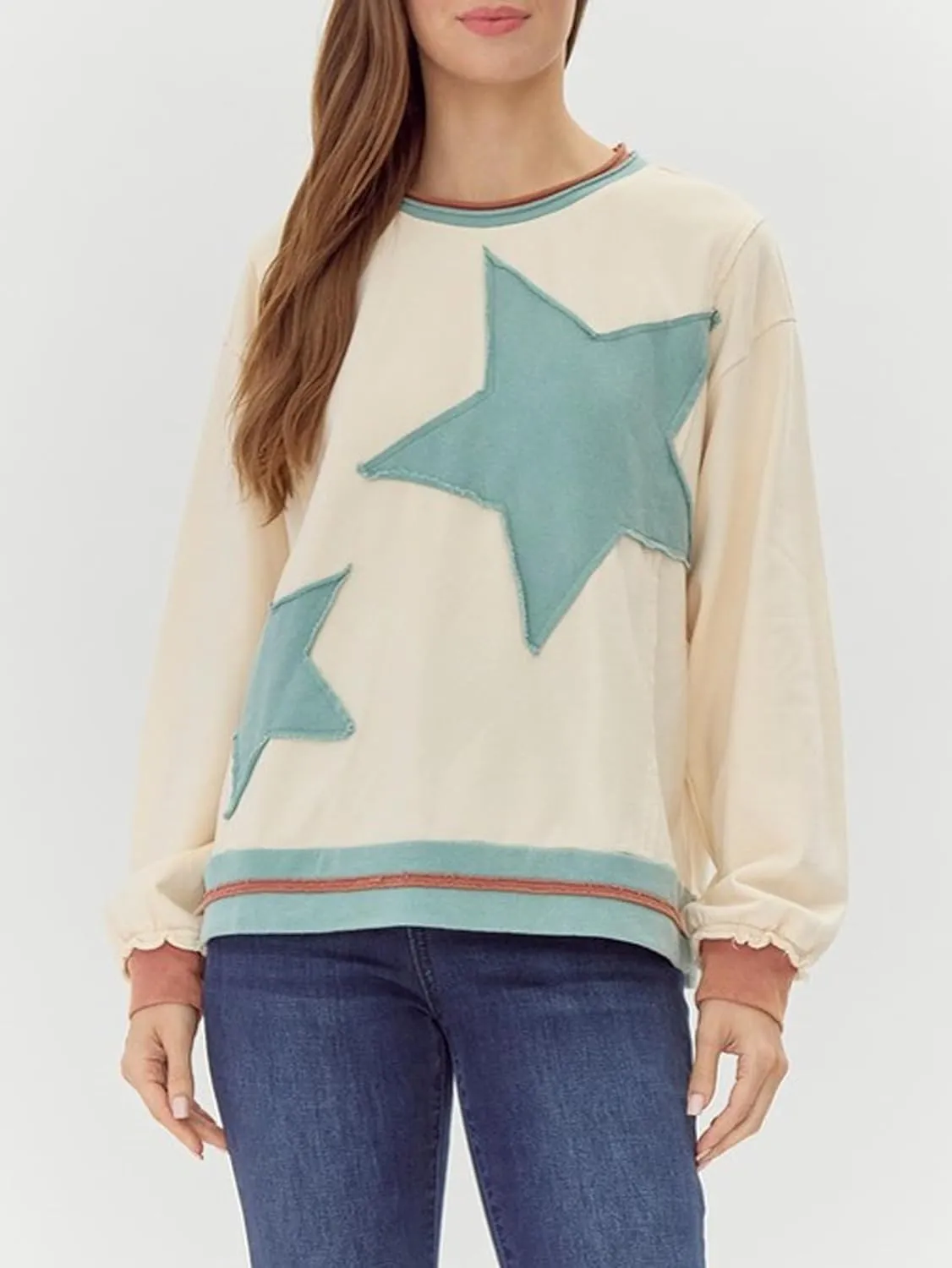 Oversized Star Sweatshirt for Women Y2k Long Sleeve Crewneck Pullover Sweater Shirt Hoodies Teen Girls Streetwear