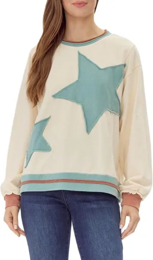 Oversized Star Sweatshirt for Women Y2k Long Sleeve Crewneck Pullover Sweater Shirt Hoodies Teen Girls Streetwear
