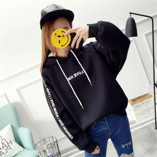 Oversized Sweater Letter Hoodies Women Printed Fashion Pullovers