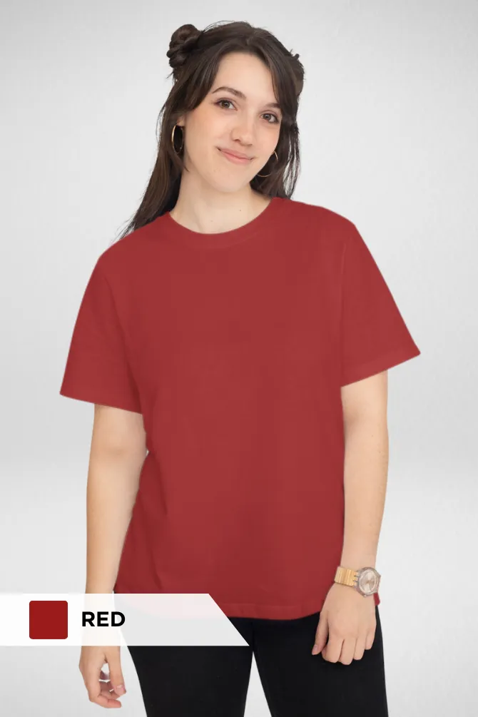 Pack Of 3 Plain T-shirts Black Red and Bottle Green for Women